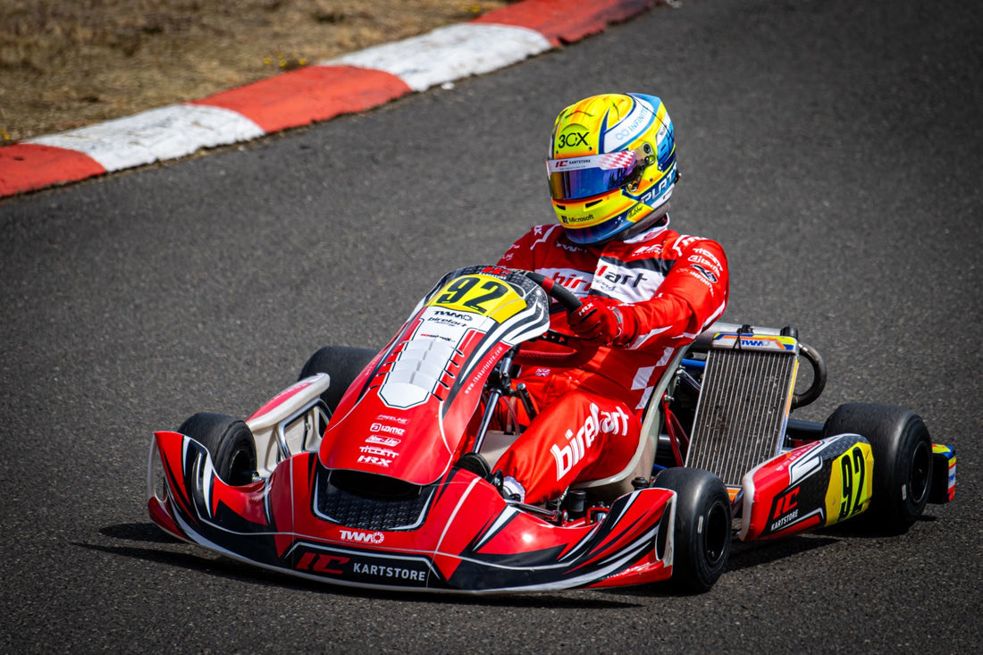 Andrew Platt driving IC Kartstore-backed kart number 92 at Shenington SuperPrix 2026