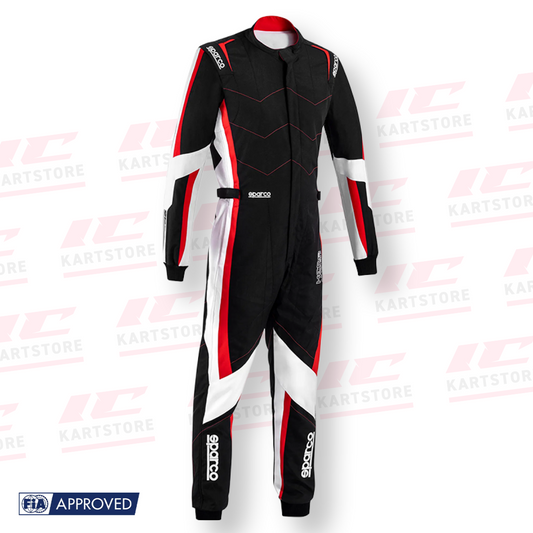 Sparco Kerb Advanced Kart Suit – lightweight, abrasion-resistant kart race suit offering comfort, protection, and performance, available at IC Kartstore.