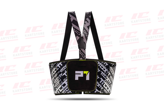 Tillett P1 rib protector in silver and black for kart safety