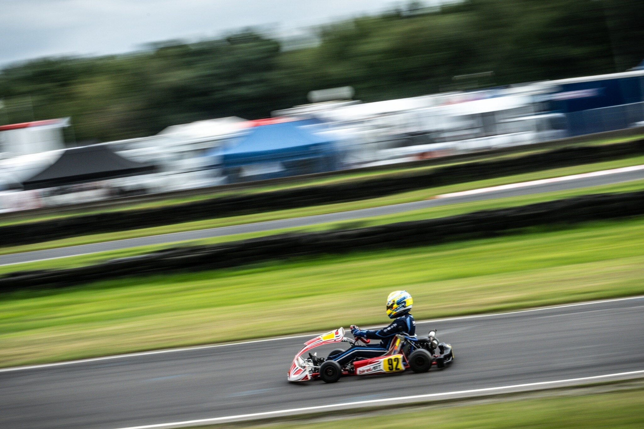 Kart racers competing on circuit
